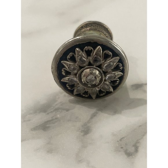 Javanese Gem-Set Gilded & Silver Filigree Ear Plug Ornament 19c Java Indonesia - Picture 1 of 6